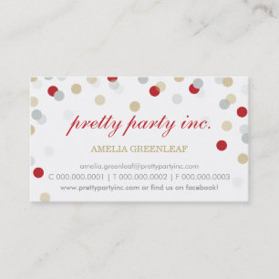BUSINESS CARD :: stilvolles Konfetti rotes Silberg Visitenkarte