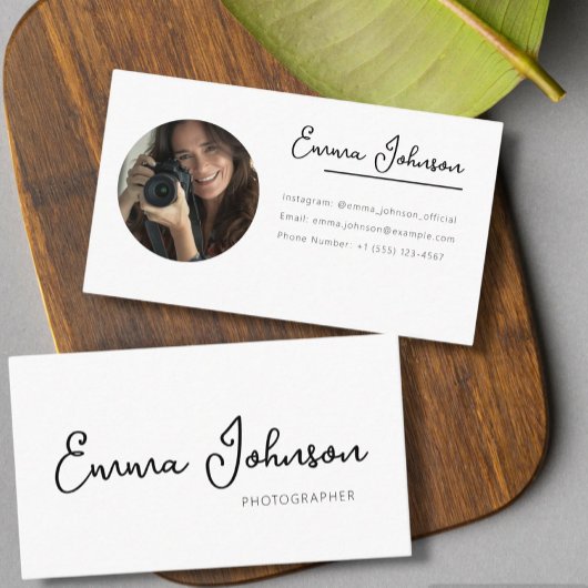 Business card template with photo, minimalist  visitenkarte