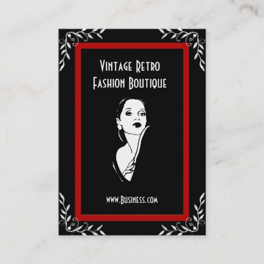 Business Card Vintag Retro Fashion Boutique 3 Visitenkarte (Vorderseite)
