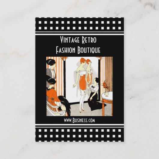 Business Card Vintag Retro Fashion Boutique Visitenkarte (Vorderseite)