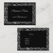 Business Card Vintager Verzierter Rahmen Schwarz-w Visitenkarte (Vorne/Hinten)