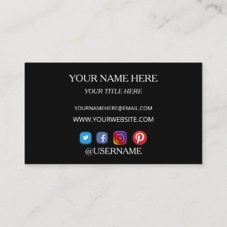 Business Card with Elegant White Typography Visitenkarte