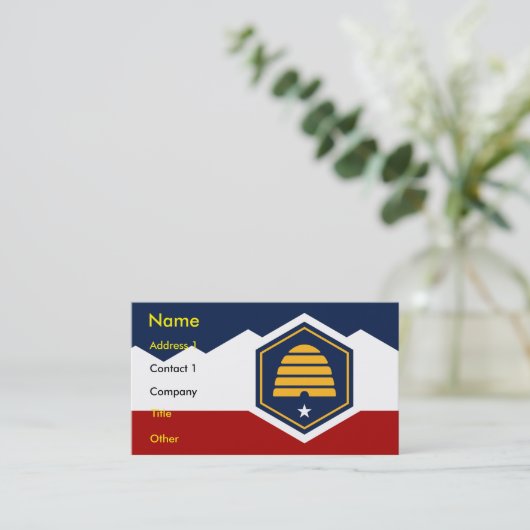 Business Card with Flag of Utah, USA Visitenkarte (Stehend Vorderseite)