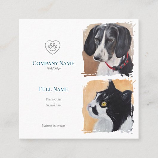 Business Card with painting of pets Telefonnummerkarte (Vorderseite)
