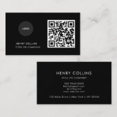Business Card with QR Code | Black Modern Design Visitenkarte (Vorne/Hinten)