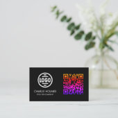 Business Card with QR Code | Black Modern Design Visitenkarte (Stehend Vorderseite)