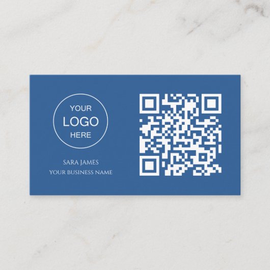 Business Card with QR Code | Blue Modern Design Visitenkarte (Vorderseite)
