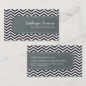 BUSINESS CARD Zickzack Streifen, schwarzer Glitzer Visitenkarte (Vorne/Hinten)