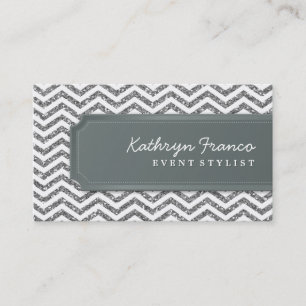 BUSINESS CARD Zickzack Streifen Silber Glitzer Aus Visitenkarte