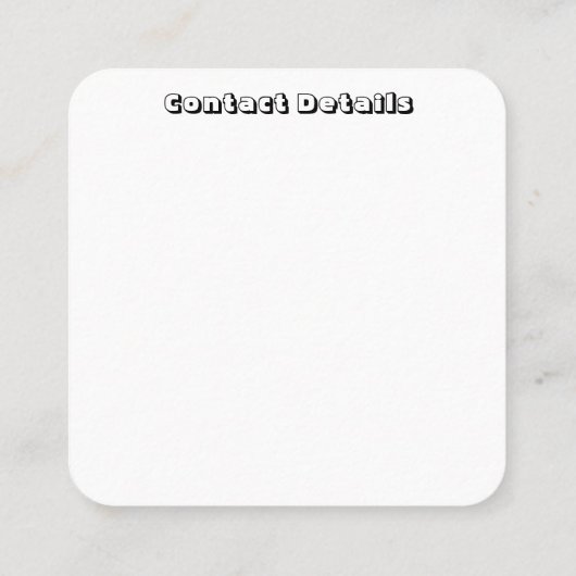 BUSINESS CARDS ART&DESIGN STYLE QUADRATISCHE VISITENKARTE (Rückseite)