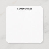 BUSINESS CARDS ART&DESIGN STYLE QUADRATISCHE VISITENKARTE (Rückseite)