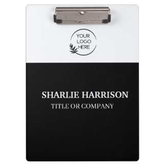 Business Cards | Custom Logo Icons Modern black Klemmbrett