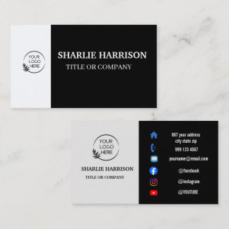 Business Cards | Custom Logo Icons Modern black Visitenkarte
