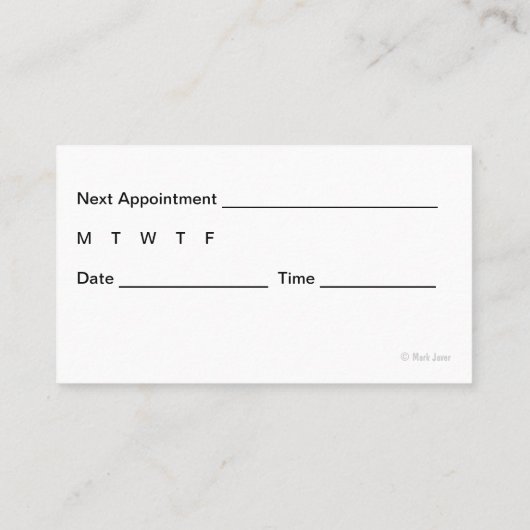 Business Cards für Ärzte Terminkarte (Rückseite)