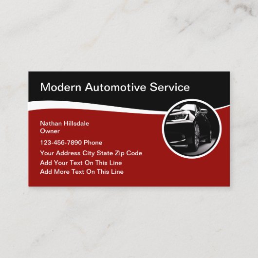 Business Cards für Automotive Theme Modern Visitenkarte (Vorderseite)
