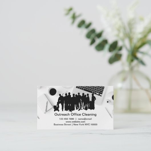 Business Cards für Büroreinigung Visitenkarte (Stehend Vorderseite)