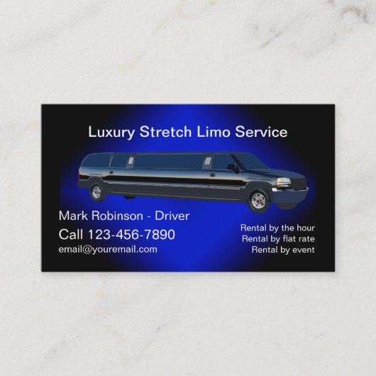 Business Cards für Classy Limo Chauffer-Treiber Visitenkarte (Vorderseite)