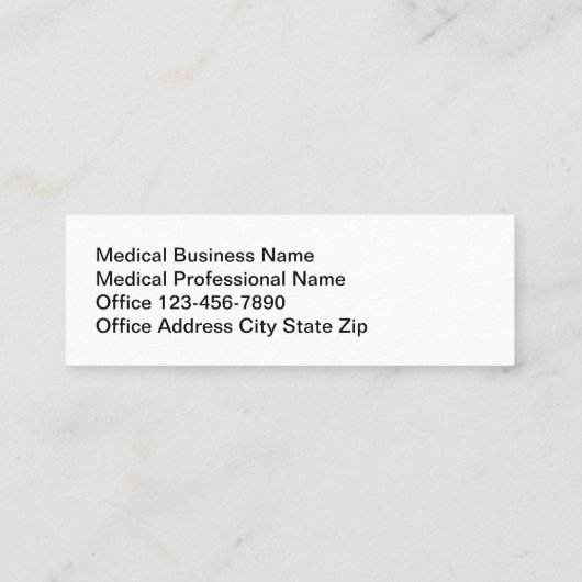 Business Cards für die medizinische Versorgung Mini Visitenkarte (Rückseite)