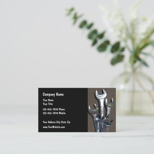 Business Cards für einfache Mechanikwerkzeuge Visitenkarte (Stehend Vorderseite)