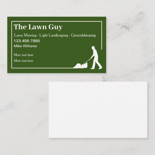 Business Cards für einfaches Rasenmähen Visitenkarte (Vorne/Hinten)
