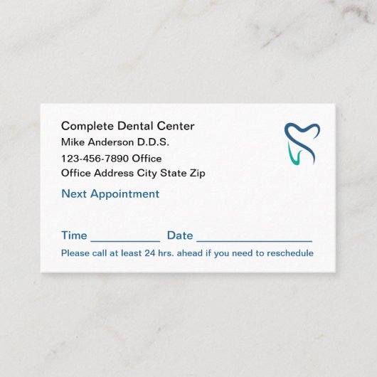 Business Cards für Erinnerung-Logos für Zahnärzte Terminkarte (Vorderseite)
