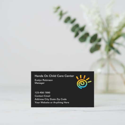 Business Cards für Familien-Kinderbetreuungseinric Visitenkarte (Stehend Vorderseite)