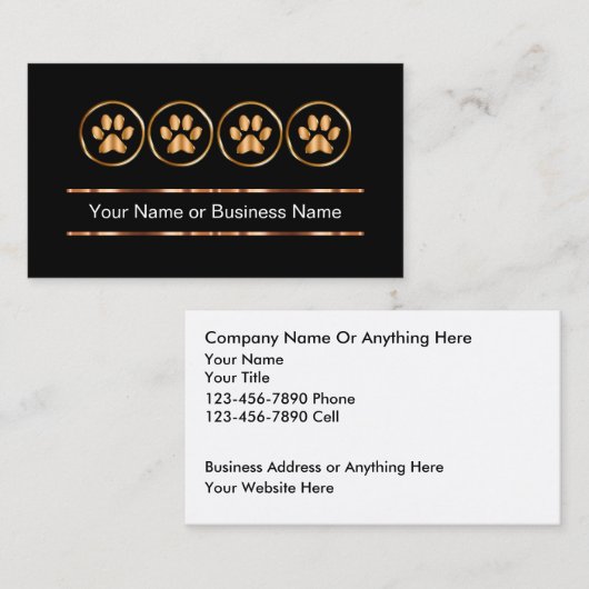 Business Cards für klassische Pet Care Services Visitenkarte (Vorne/Hinten)