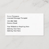 Business Cards für moderne Massage Therapeut Visitenkarte (Rückseite)
