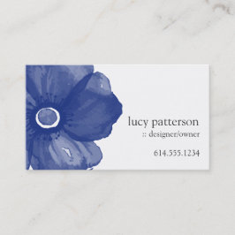 Business Cards für Navy Blue Watercolor Blume Visitenkarte
