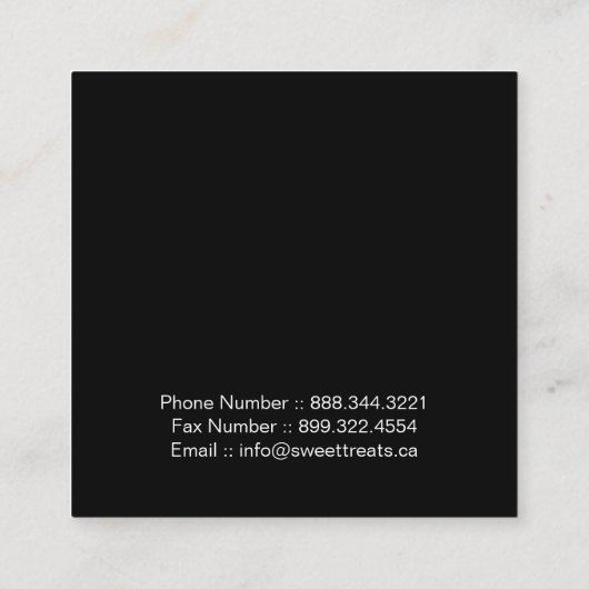 Business Cards für niedliche und Whimsikküchen Quadratische Visitenkarte (Rückseite)