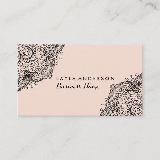 Business Cards für Pink und Black Henna Visitenkarte (Vorderseite)