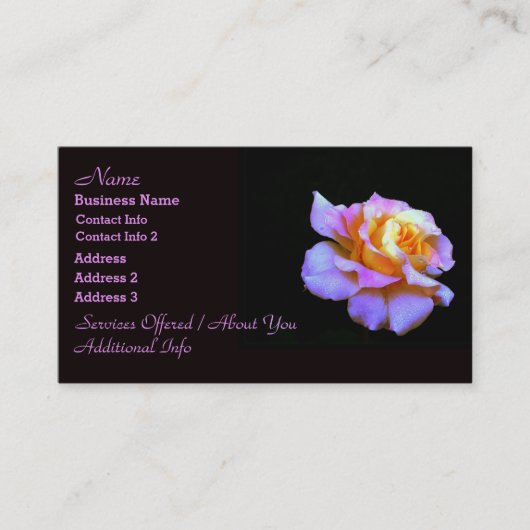 Business Cards für rosa und goldene Rose Visitenkarte (Vorderseite)