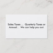 Business Cards für Steuerprüfer Visitenkarte (Rückseite)