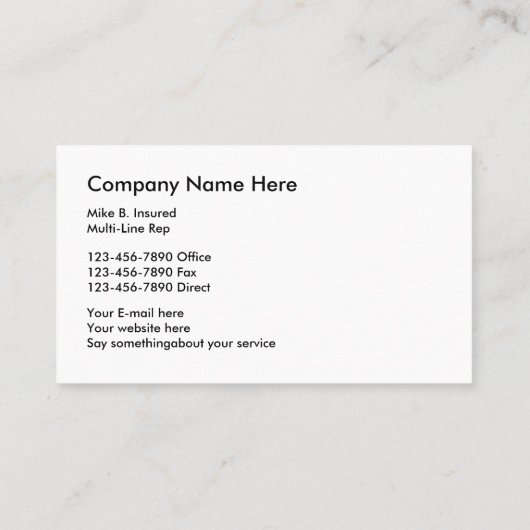 Business Cards für Versicherungsmakler Visitenkarte (Rückseite)