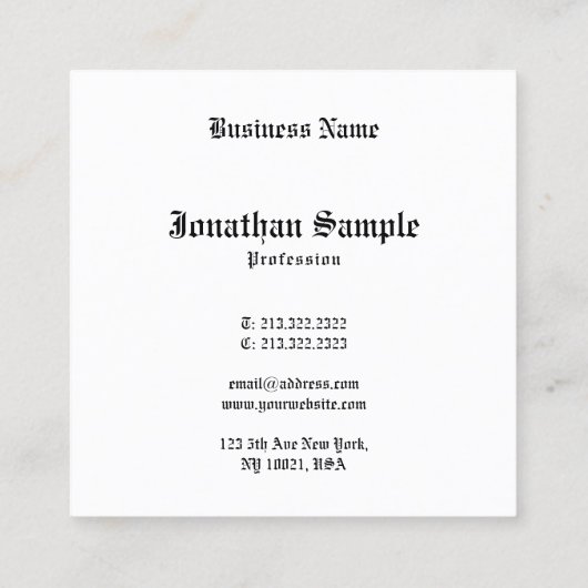 Business Cards Nostalgischer Klassiker Alter Engli Quadratische Visitenkarte (Rückseite)