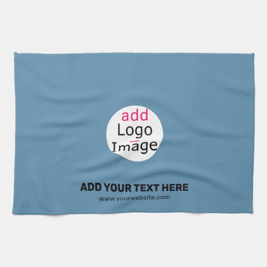 Business Chic Promo Anpassbare Dusty Blue Geschirrtuch (Horizontal)