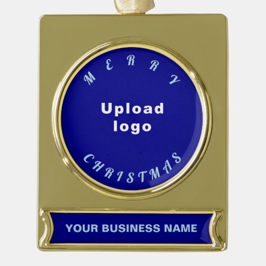 Business Christmas Blue Banner-Ornament Gold (Vorderseite)