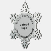 Business Christmas Gray Schneeflocken Zinn-Ornament (Rechts)