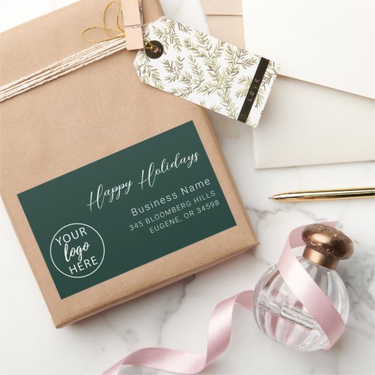 Business Christmas Happy Holidays Rechteckiger Aufkleber (Schenken)