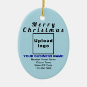 Business Christmas Light Blue Oval Keramik Ornament (Vorne)