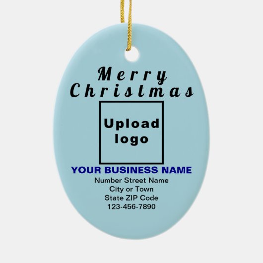 Business Christmas Light Blue Oval Keramik Ornament (Hinten)