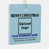 Business Christmas Light Blue Square Keramikornament (Rechts)