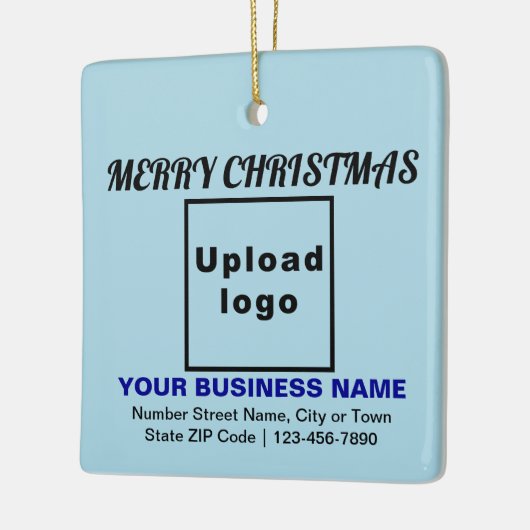Business Christmas Light Blue Square Keramikornament (Links)