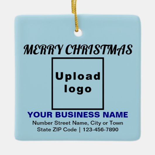 Business Christmas Light Blue Square Keramikornament (Vorderseite)