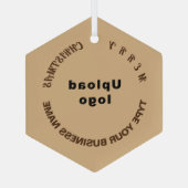 Business Christmas Light Brown Hexagon Ornament Aus Glas (Rückseite)