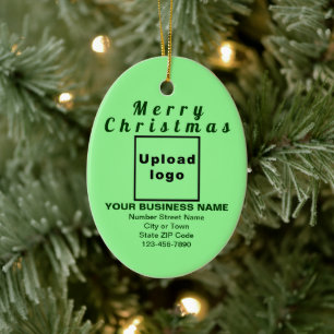 Business Christmas Light Green Oval Keramik Ornament