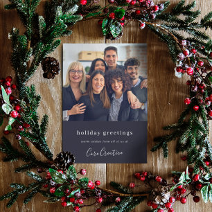 Business Christmas Team Foto Navy Blue Corporate Feiertagskarte