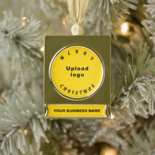 Business Christmas Yellow Banner-Ornament Gold