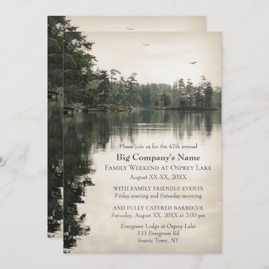 Business Church Retreat Familie Jamboree am See Einladung (Vorne/Hinten)