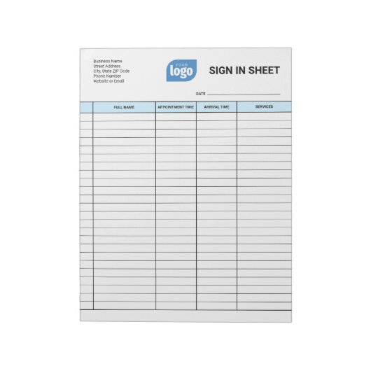 Business Client Sign In Sheet Template Notepad Notizblock (Rotiert)